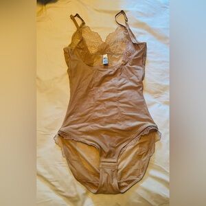 Elegant Tan Lace Bodysuit